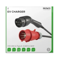Deltaco e-Charge 11kW EV-laturi Type 2  | 6m kaapelilla | Voimavirta