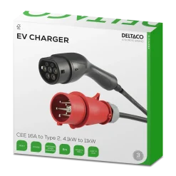 Deltaco e-Charge 11kW EV-laturi Type 2  | 6m kaapelilla | Voimavirta